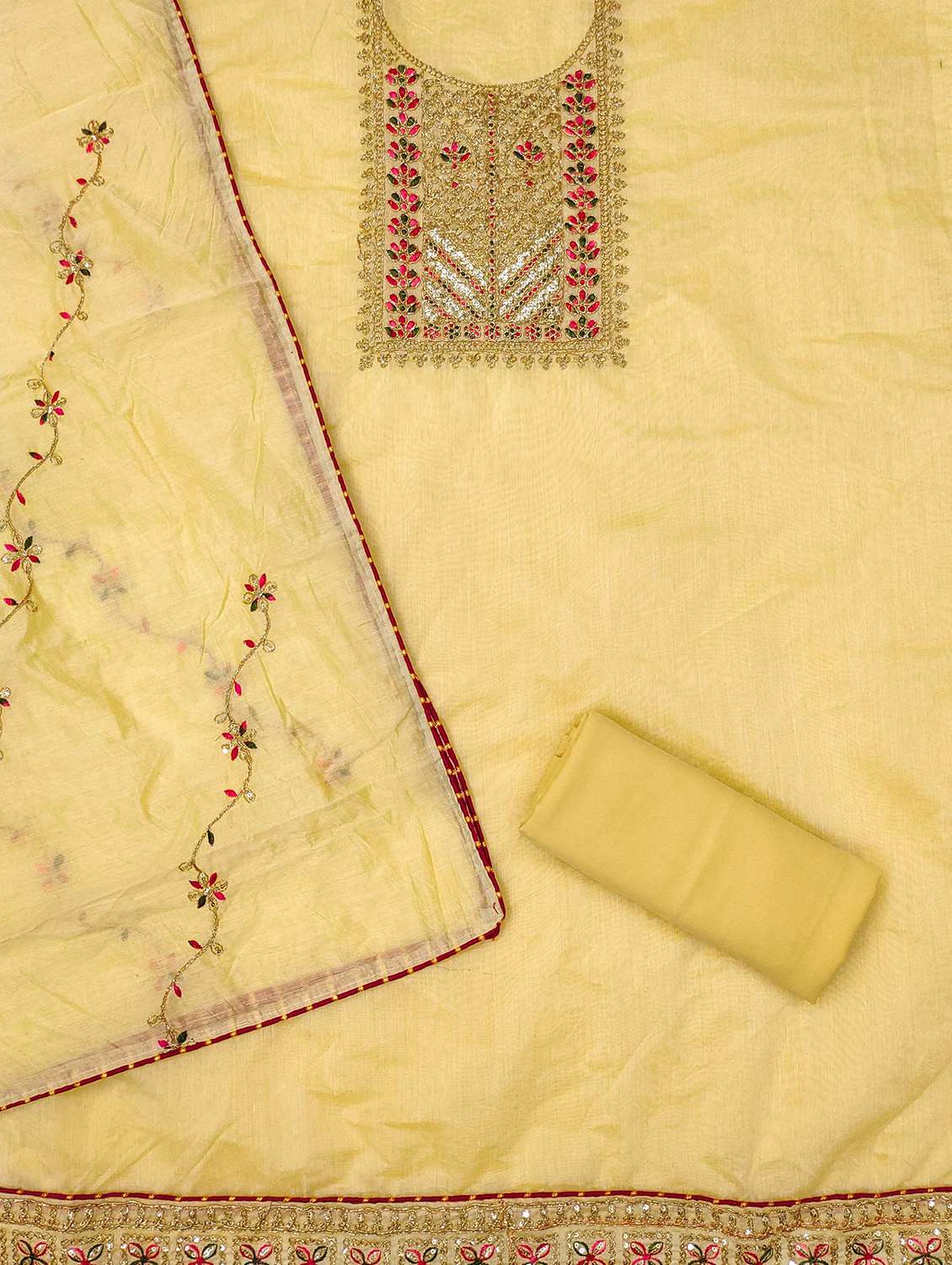 women solid with work embroidered unstitched suit set - 21983429 -  Standard Image - 2