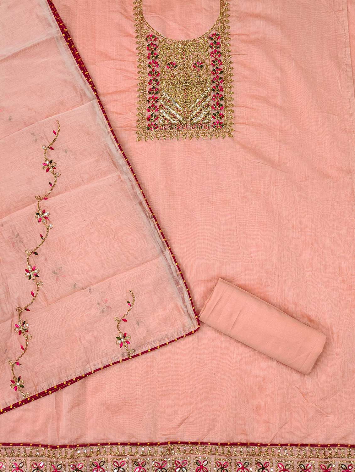 women solid with work embroidered unstitched suit set - 21983430 -  Standard Image - 2