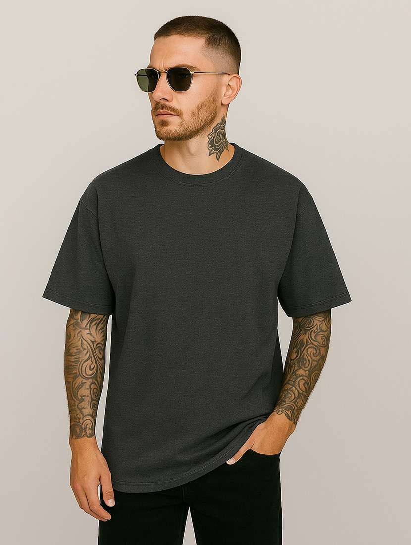 men solid short sleeve oversized t-shirt