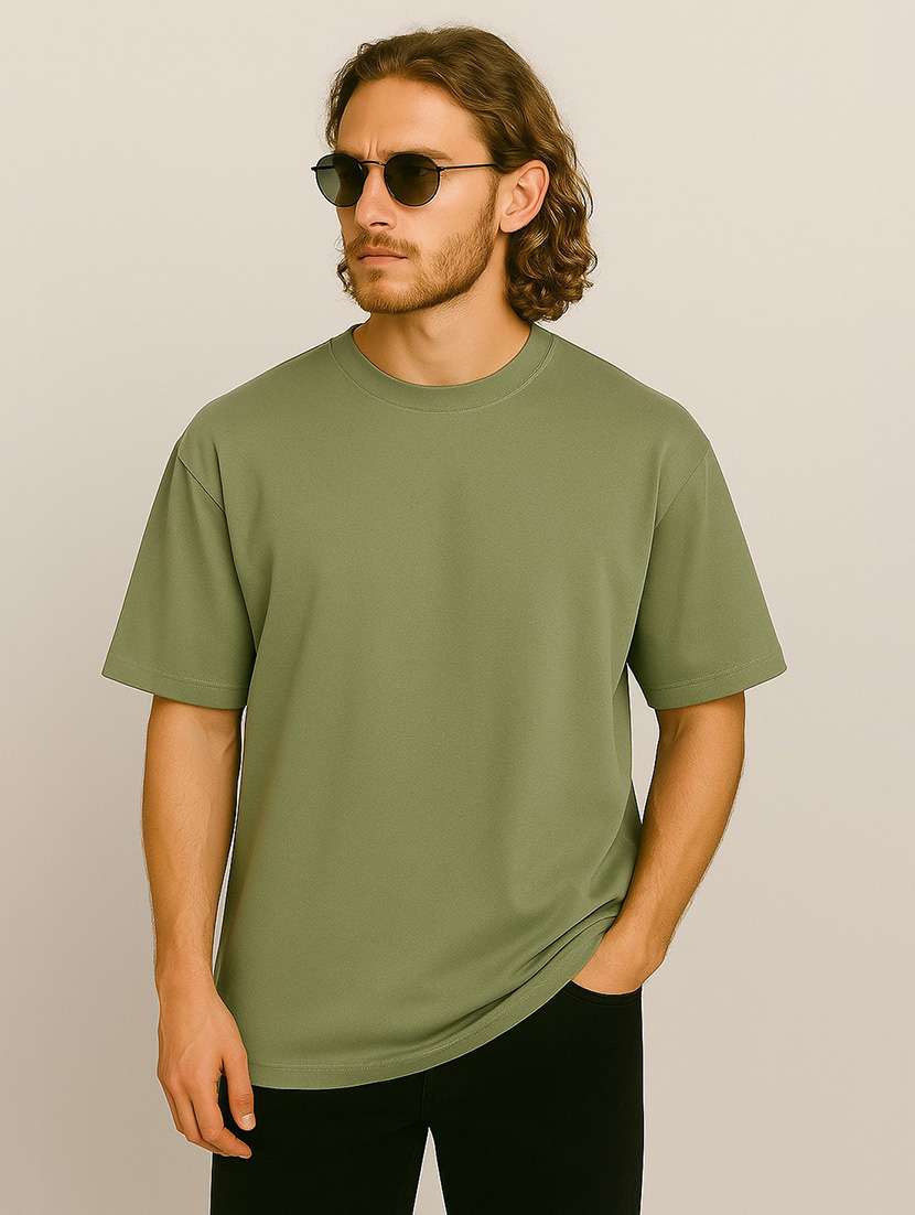men solid short sleeve oversized t-shirt