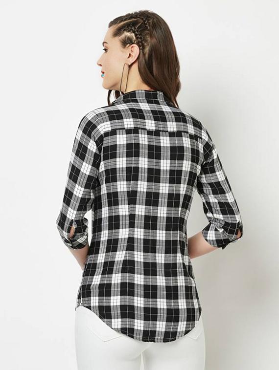 women checkered collared regular fit shirt - 21983437 - Standard Image - 2