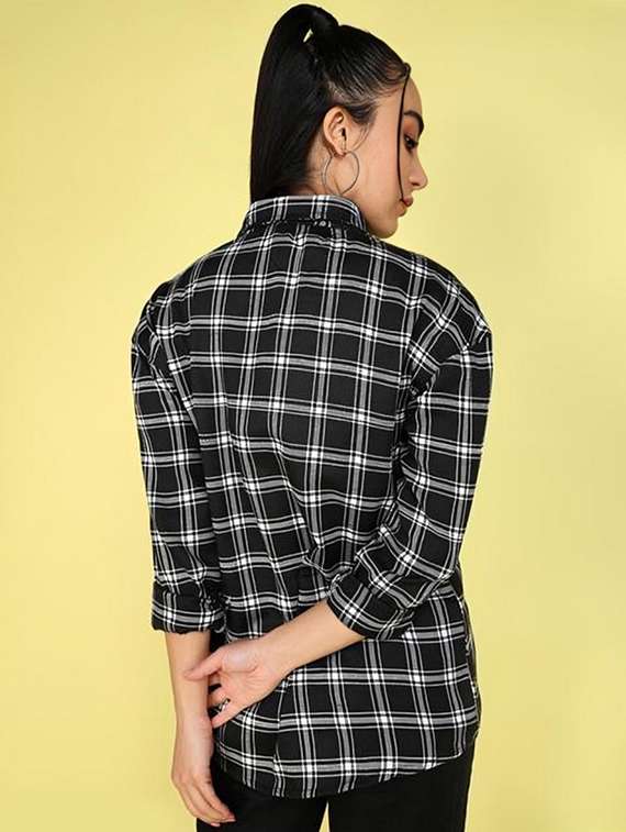 women black checkered collared regular fit shirt - 21983438 -  Standard Image - 2