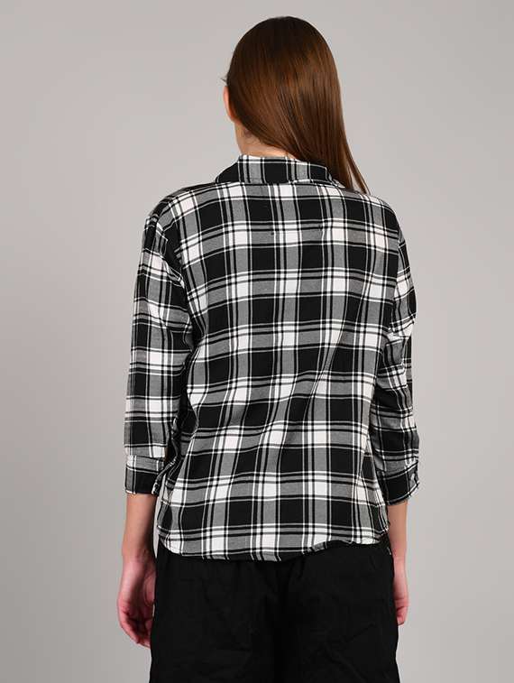 women black checkered collared regular fit shirt - 21983444 -  Standard Image - 2