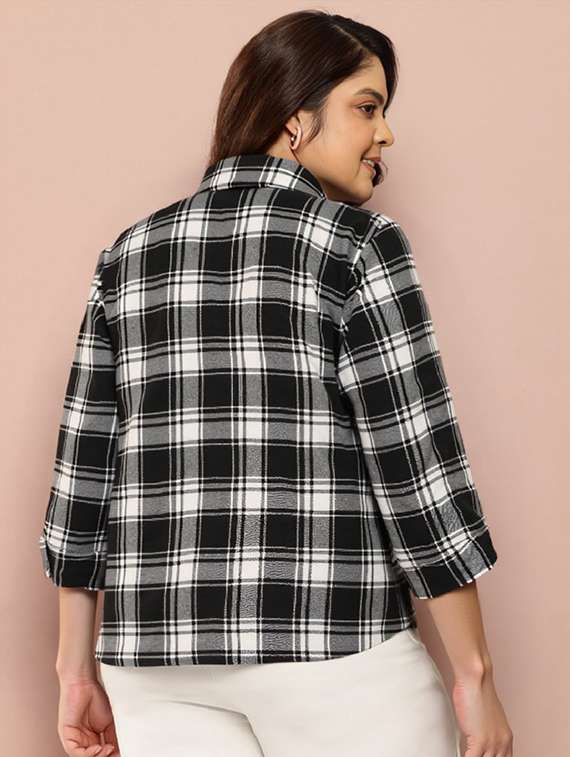 women black checkered collared regular fit shirt - 21983446 -  Standard Image - 2