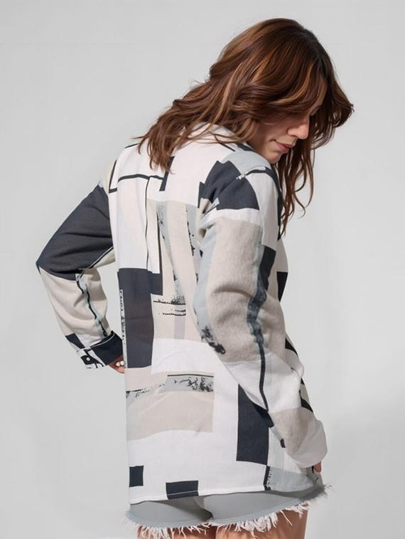 women printed long sleeve collared shirt - 21983503 - Standard Image - 2