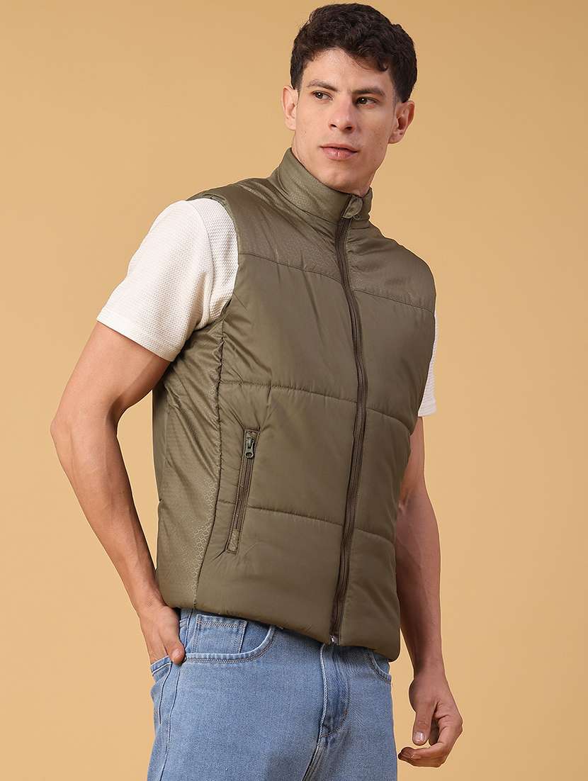 men solid sleeveless puffer jacket - 21983747 -  Standard Image - 2