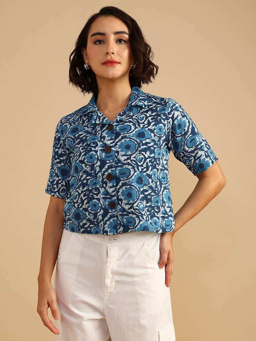 women printed short sleeve regular fit shirt - 21983816 -  Standard Image - 2