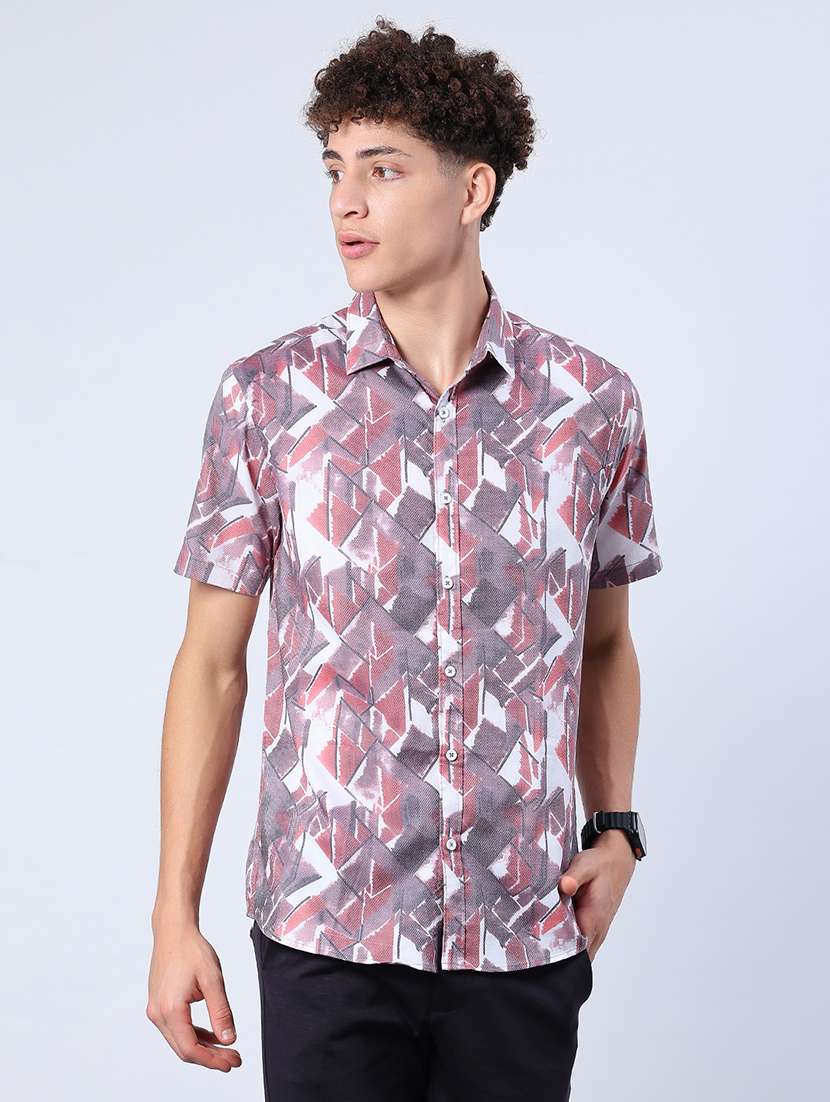 men printed short sleeve regular fit casual shirt - 21983817 -  Standard Image - 2