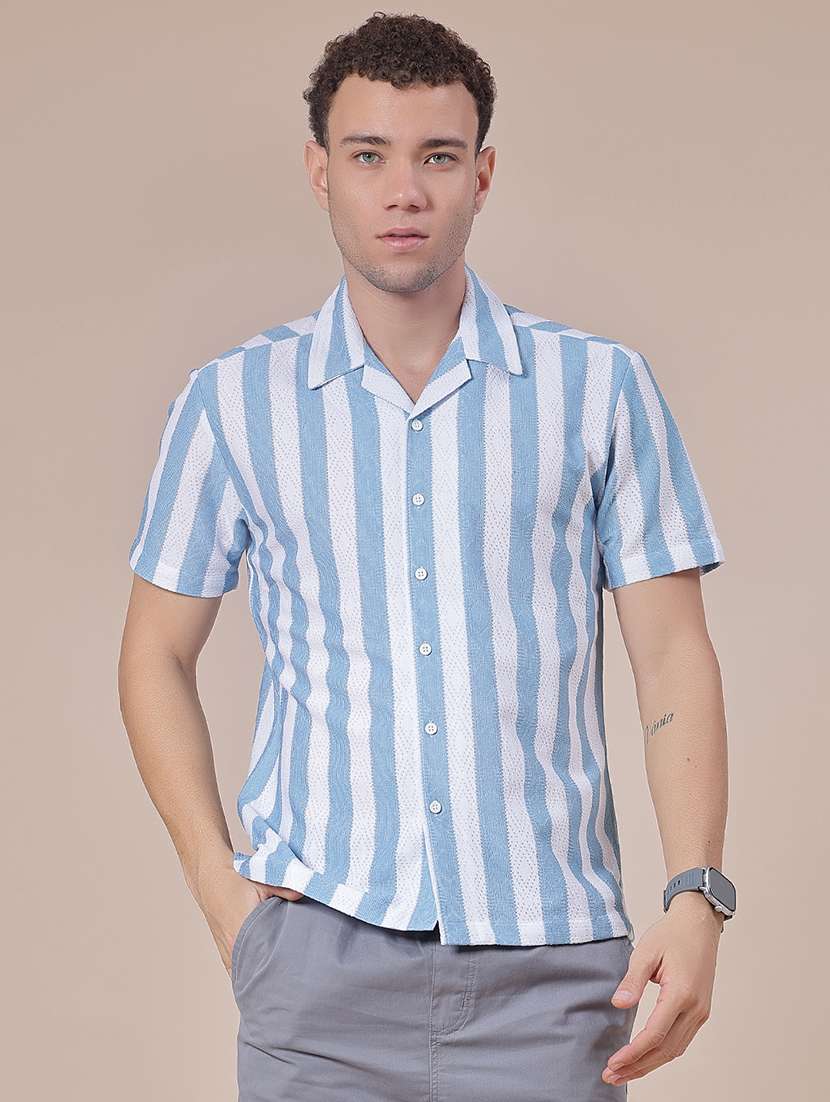 men striped short sleeve regular fit casual shirt - 21983860 -  Standard Image - 2