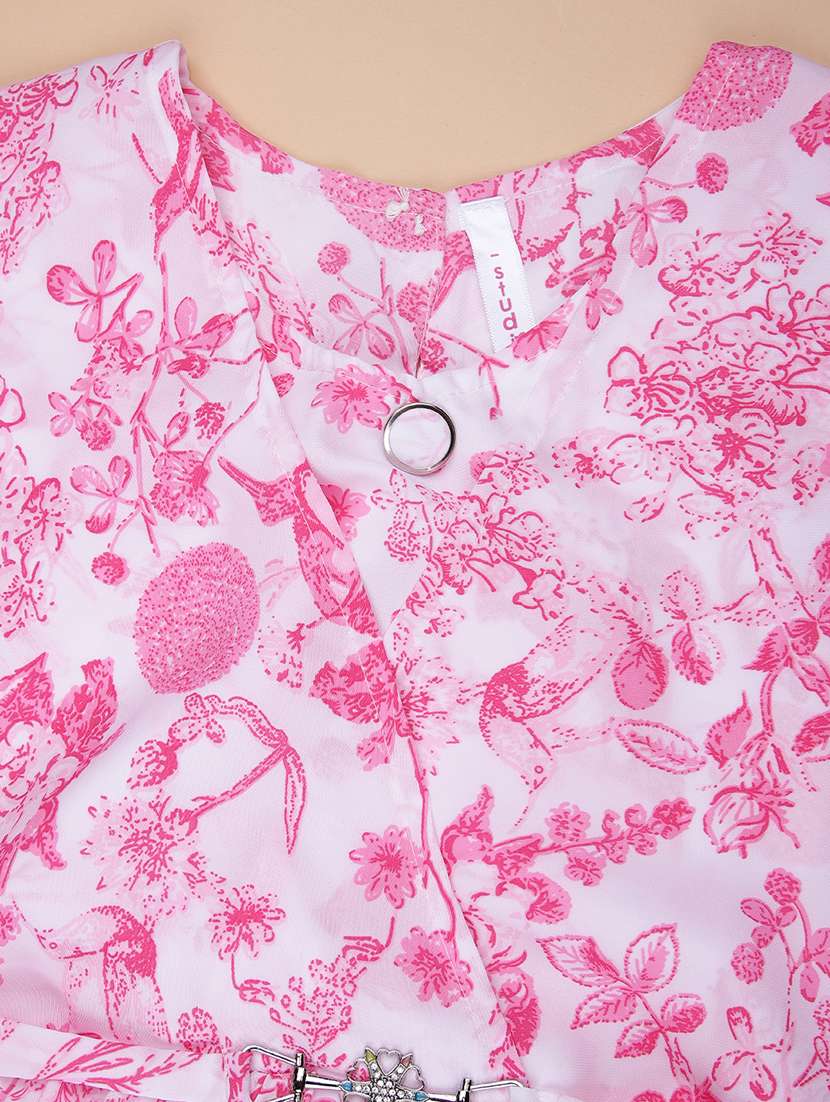 girls printed bell sleeve flared frock - 21983890 -  Standard Image - 2