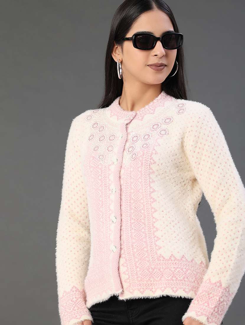 women self designed long sleeve cardigan