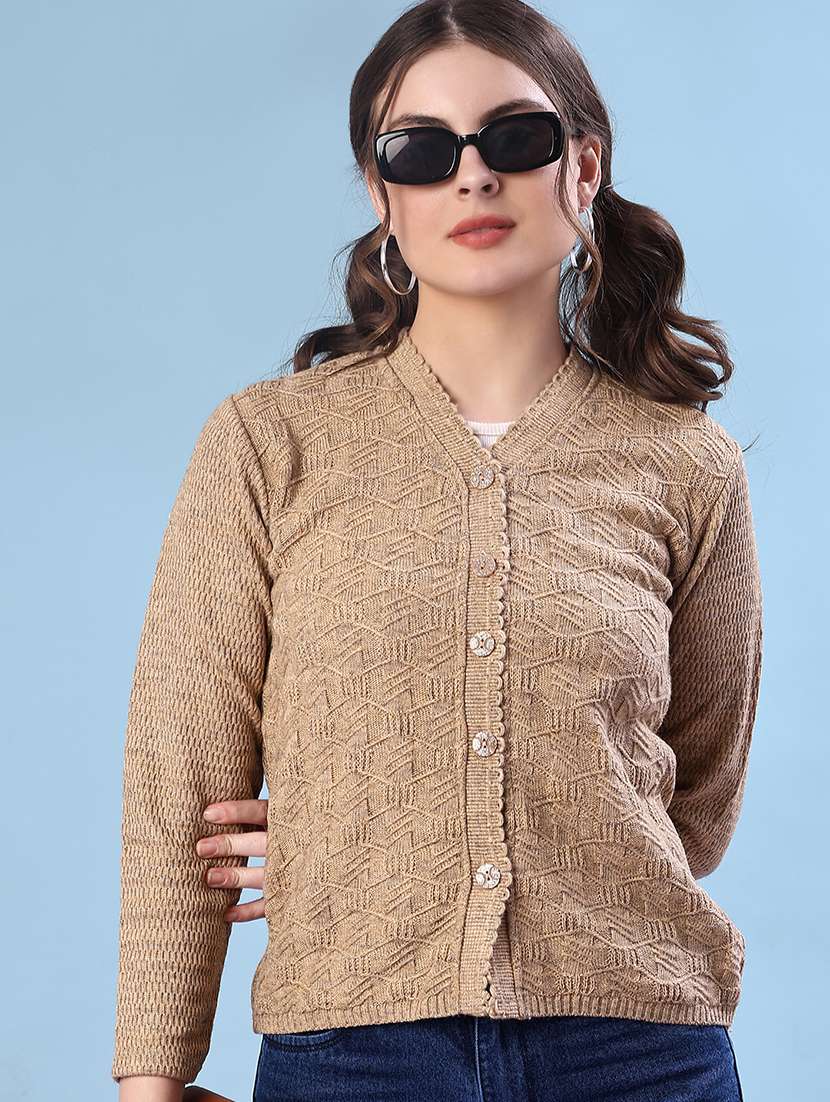 women self design long sleeve cardigan