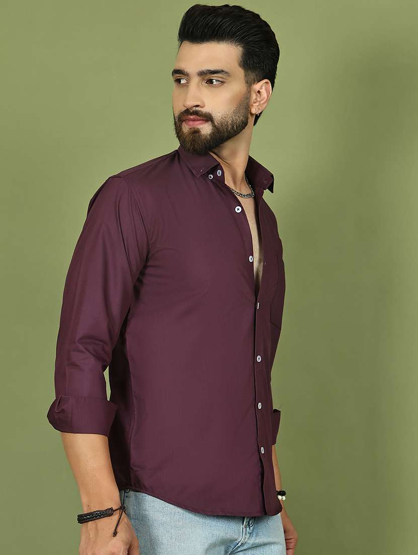 men solid collared long sleeve regular fit shirt - 21984401 - Standard Image - 2