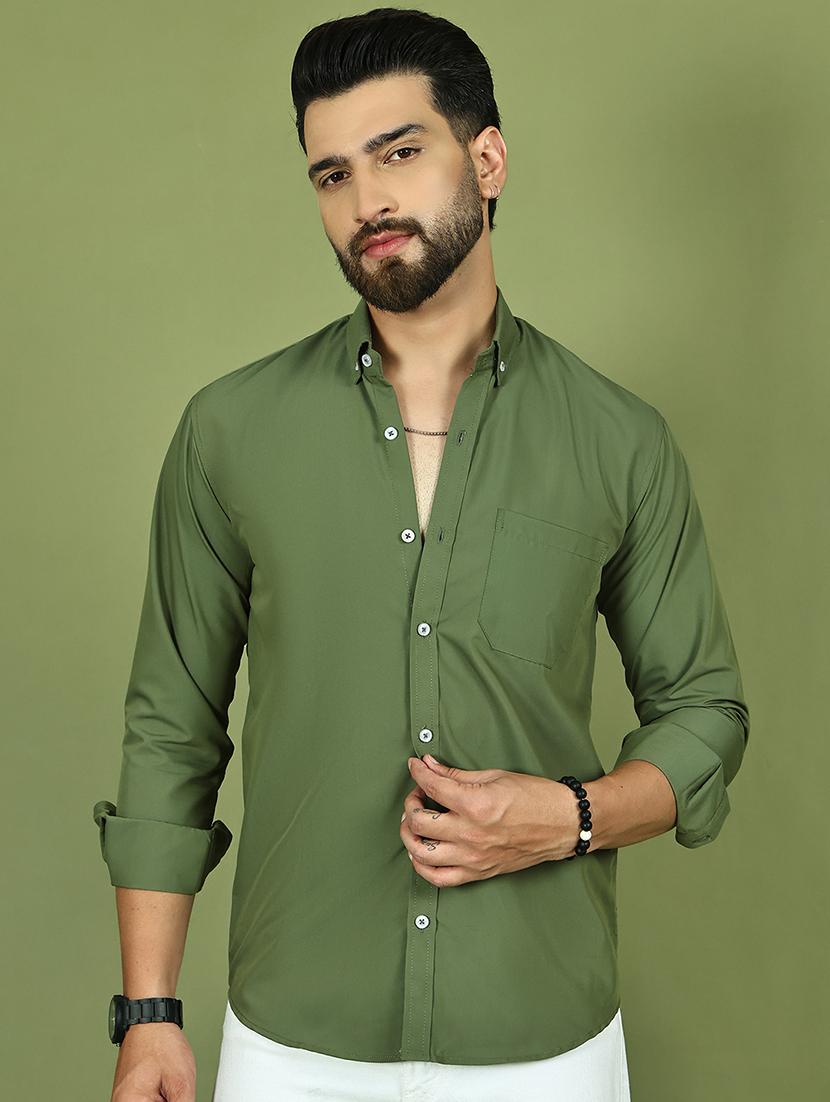 men solid collared long sleeve regular fit shirt - 21984402 -  Zoom Image - 0