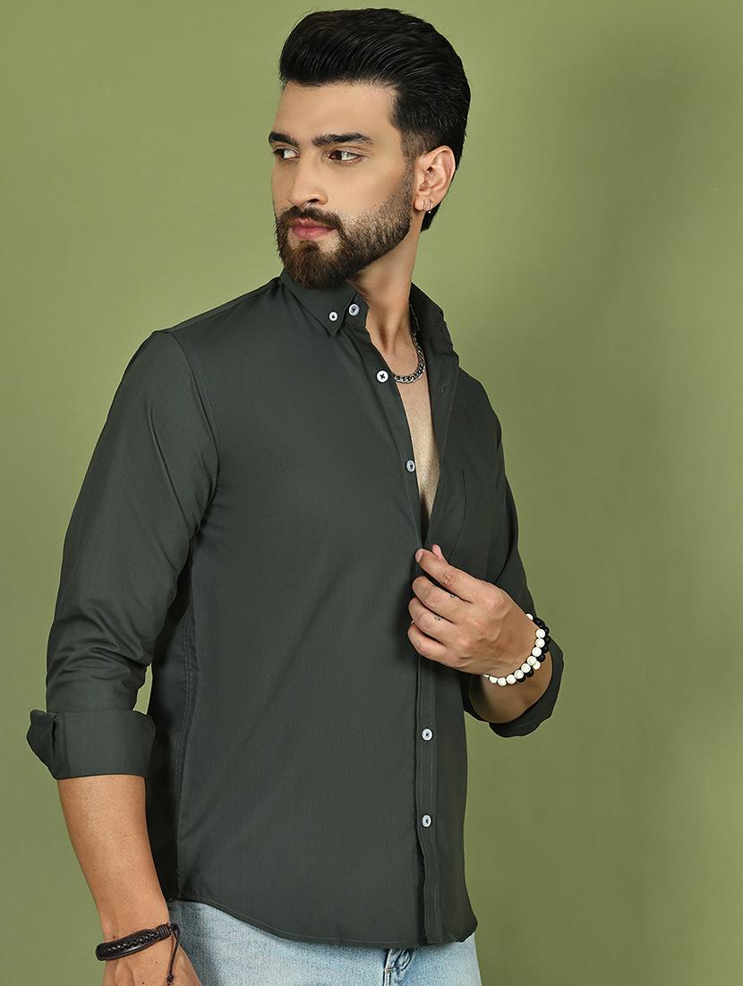 men solid long sleeve slim fit casual shirt - 21984403 - Standard Image - 2
