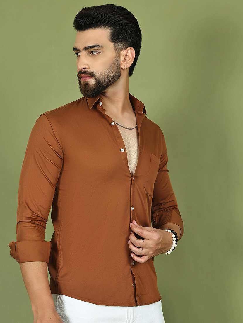 men solid collared long sleeve regular fit shirt - 21984404 -  Standard Image - 2