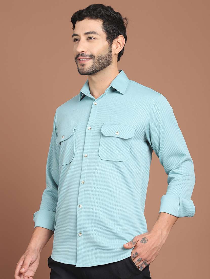 men solid collared long sleeve regular fit shirt - 21984410 - Standard Image - 2