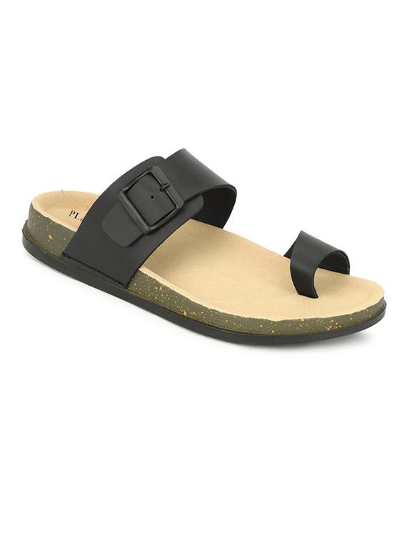 men black slip on one toe sandal - 21984432 - Standard Image - 2