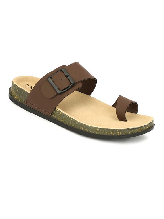 men brown solid one toe sandal - 21984435 - Standard Image - 2