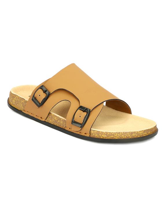 men tan slip on dual strap sandal - 21984443 - Standard Image - 2
