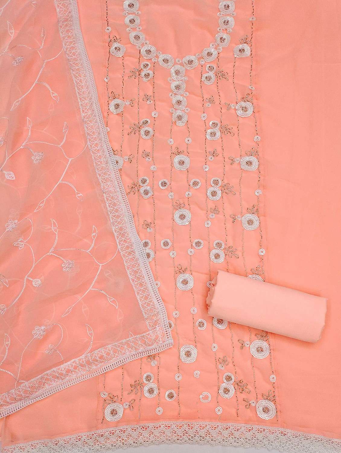 peach cotton blend unstitched suit - 21984451 -  Standard Image - 2