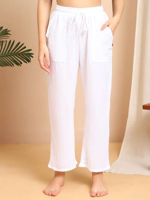 women solid mid rise lounge wear pajama - 21984461 -  Standard Image - 0