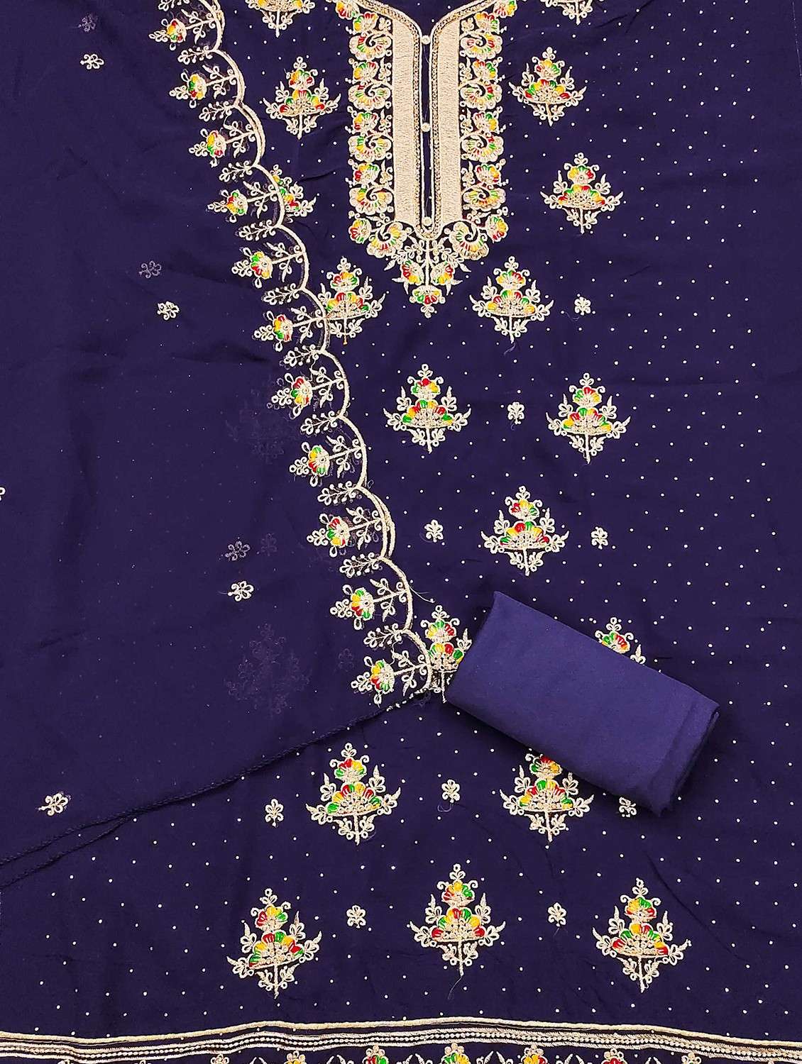 women solid with work embroidered unstitched suit set - 21984484 -  Standard Image - 2