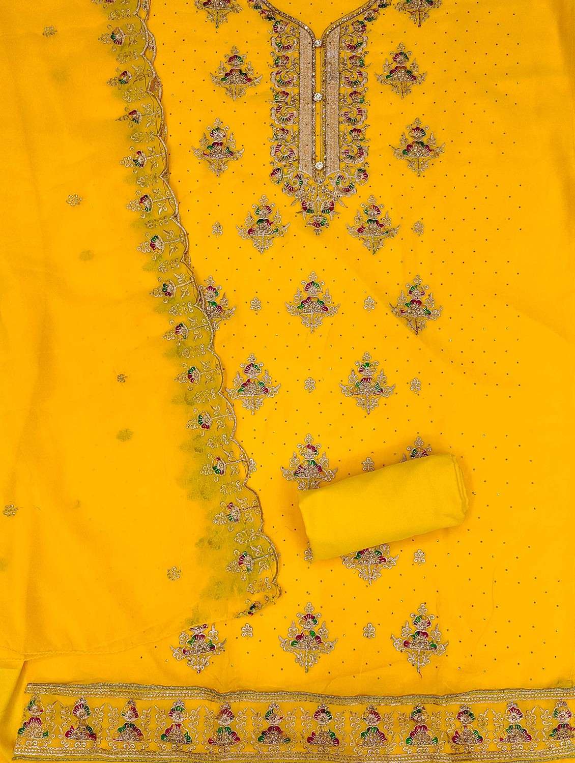 women solid with work embroidered unstitched suit set - 21984486 -  Standard Image - 2