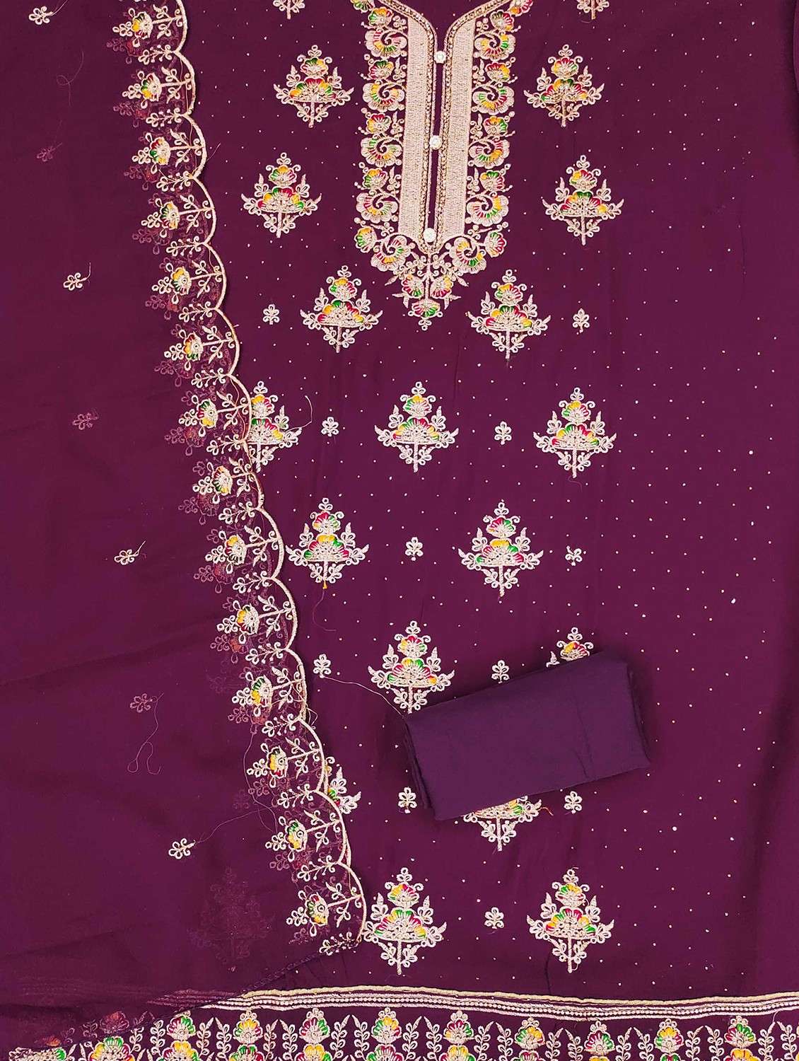 women solid with work embroidered unstitched suit set - 21984487 -  Standard Image - 2