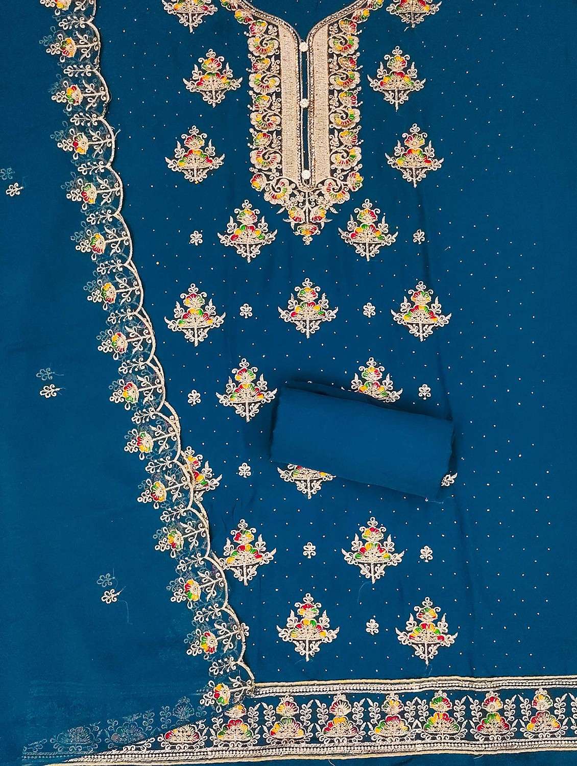 women solid with work embroidered unstitched suit set - 21984488 -  Standard Image - 2