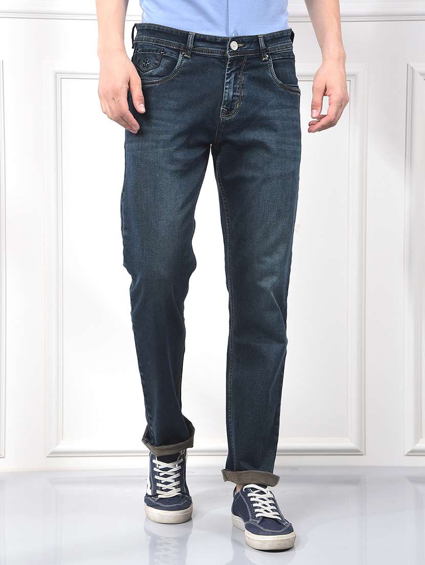 men solid mid rise slim fit jeans