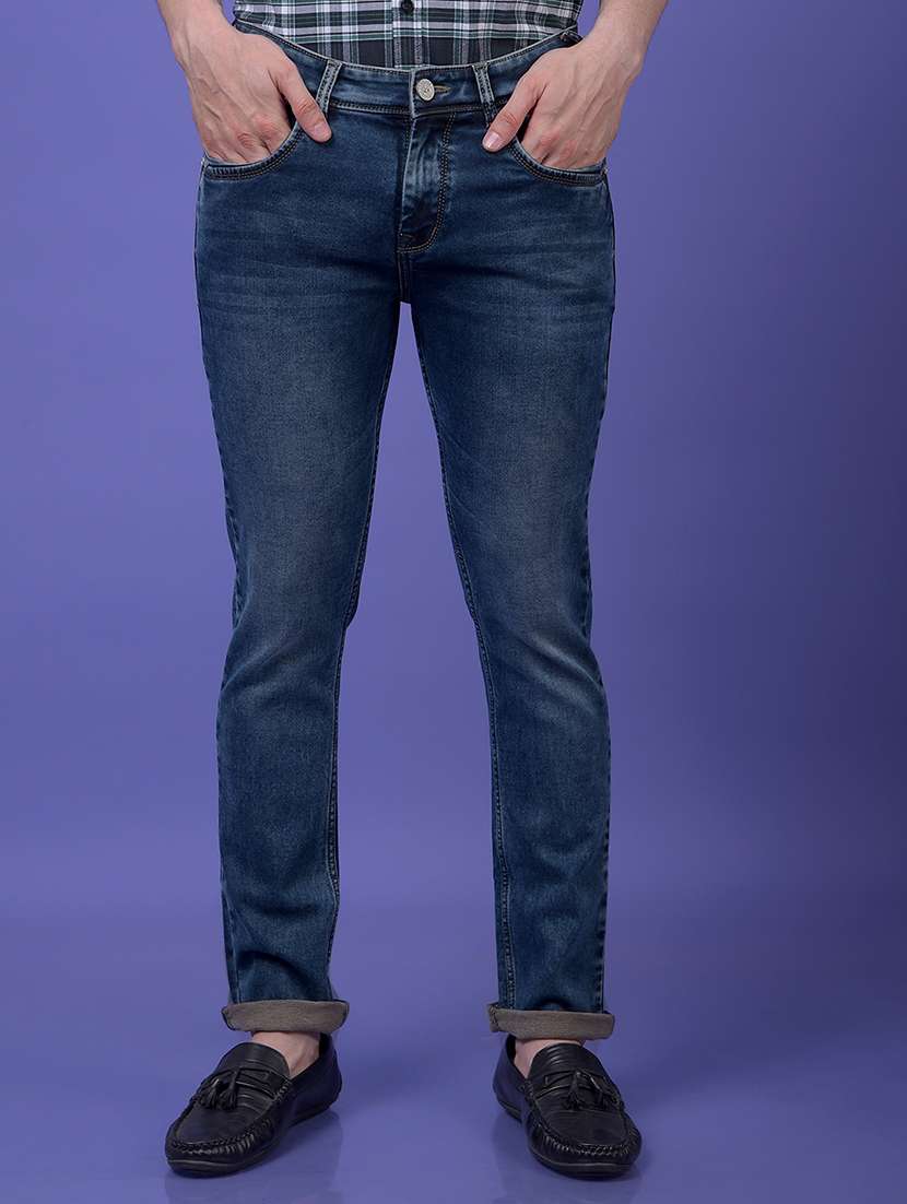 men solid mid rise slim fit jeans