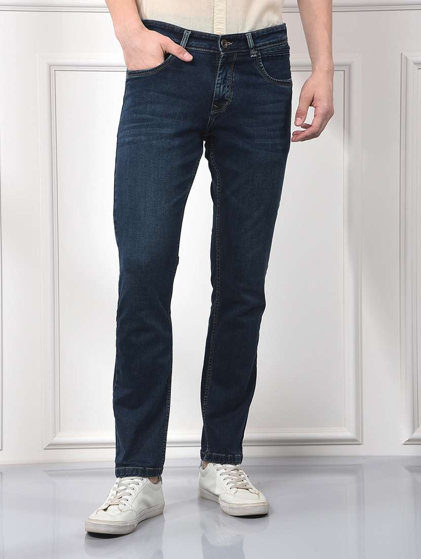 men solid mid rise slim fit jeans