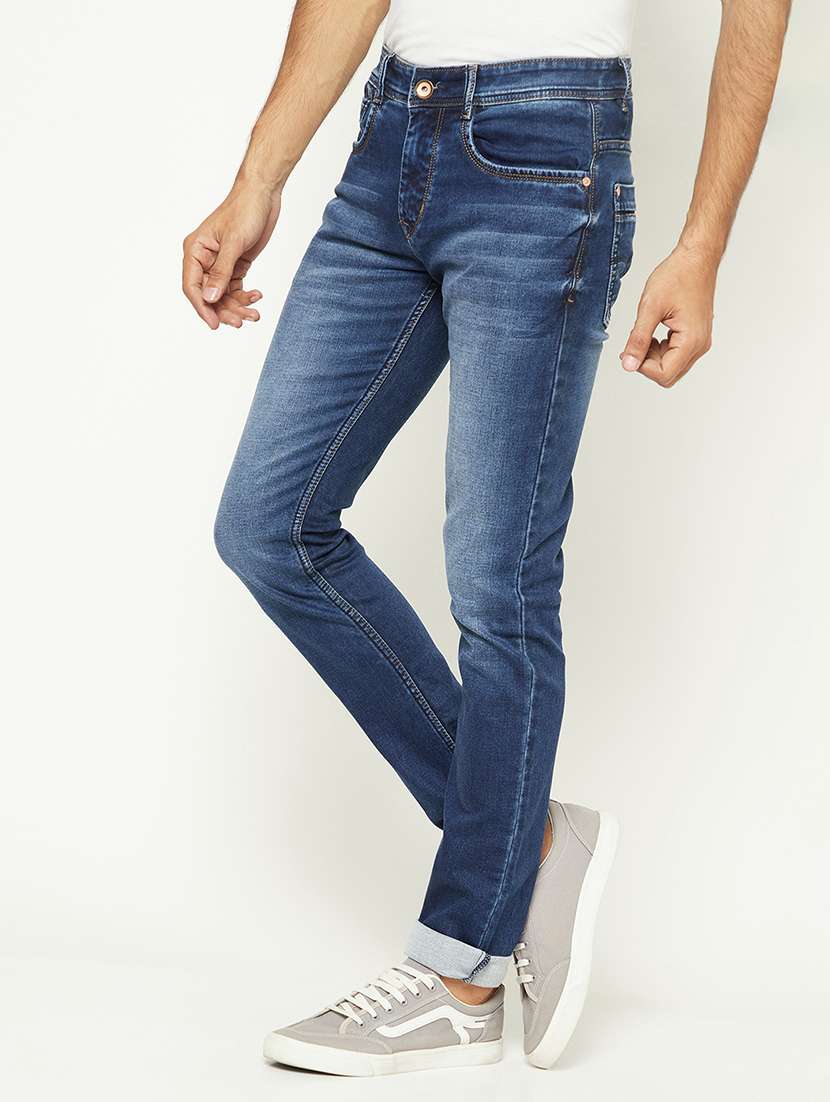 men solid mid rise slim fit jeans - 21984523 - Standard Image - 2