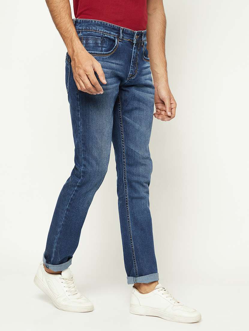 men solid mid rise slim fit jeans - 21984533 - Standard Image - 2