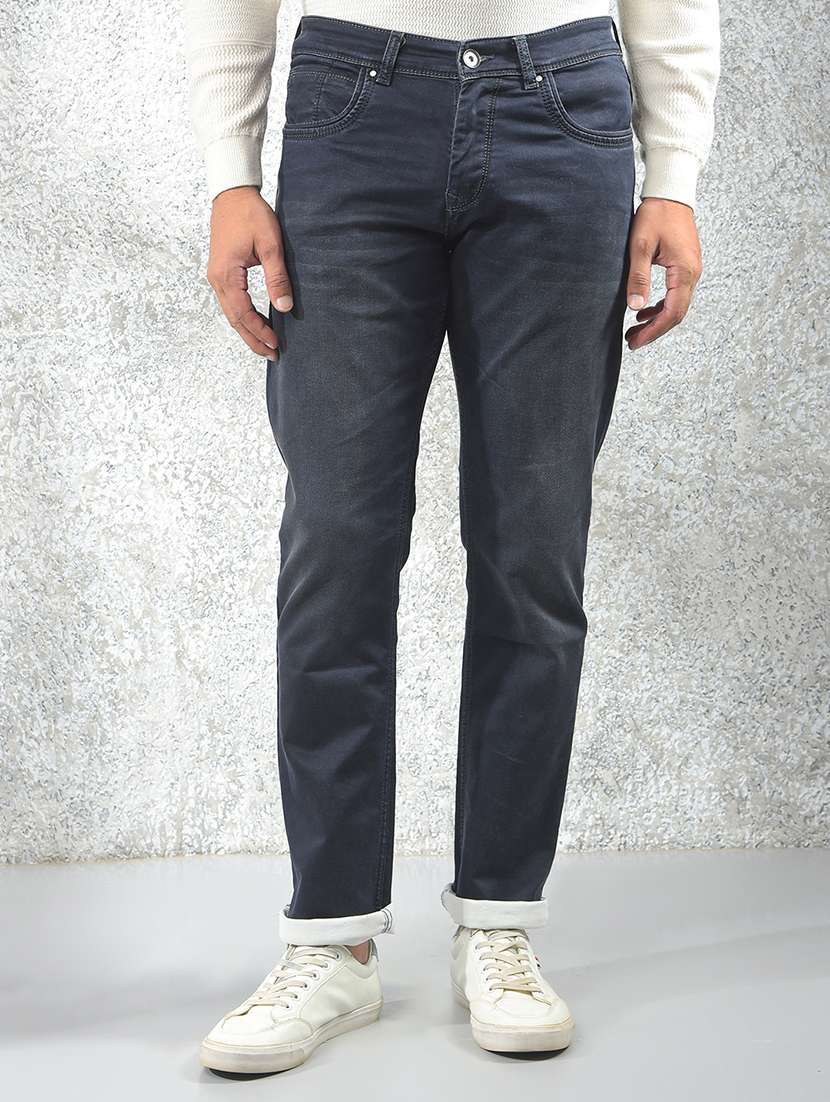 men solid mid rise slim fit jeans