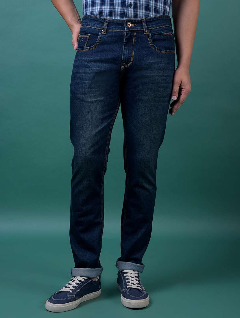 men solid mid rise slim fit jeans