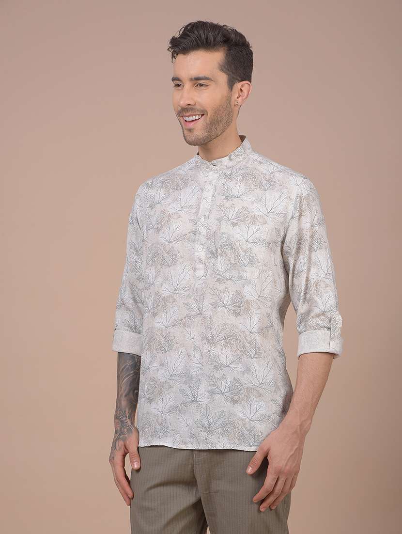men printed mandarin neck short kurta - 21984545 - Standard Image - 2