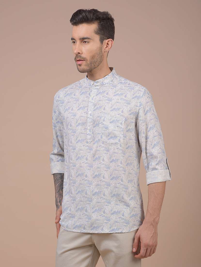men printed mandarin neck short kurta - 21984546 -  Standard Image - 2