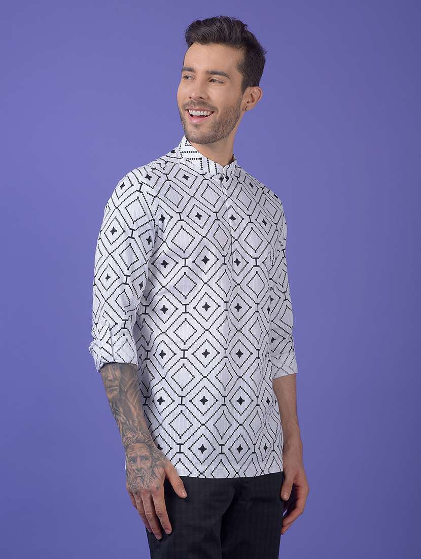 men printed mandarin neck short kurta - 21984547 -  Standard Image - 2