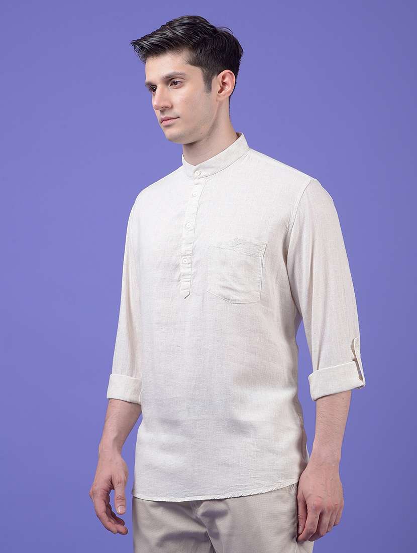 men solid mandarin neck short kurta - 21984551 -  Standard Image - 2