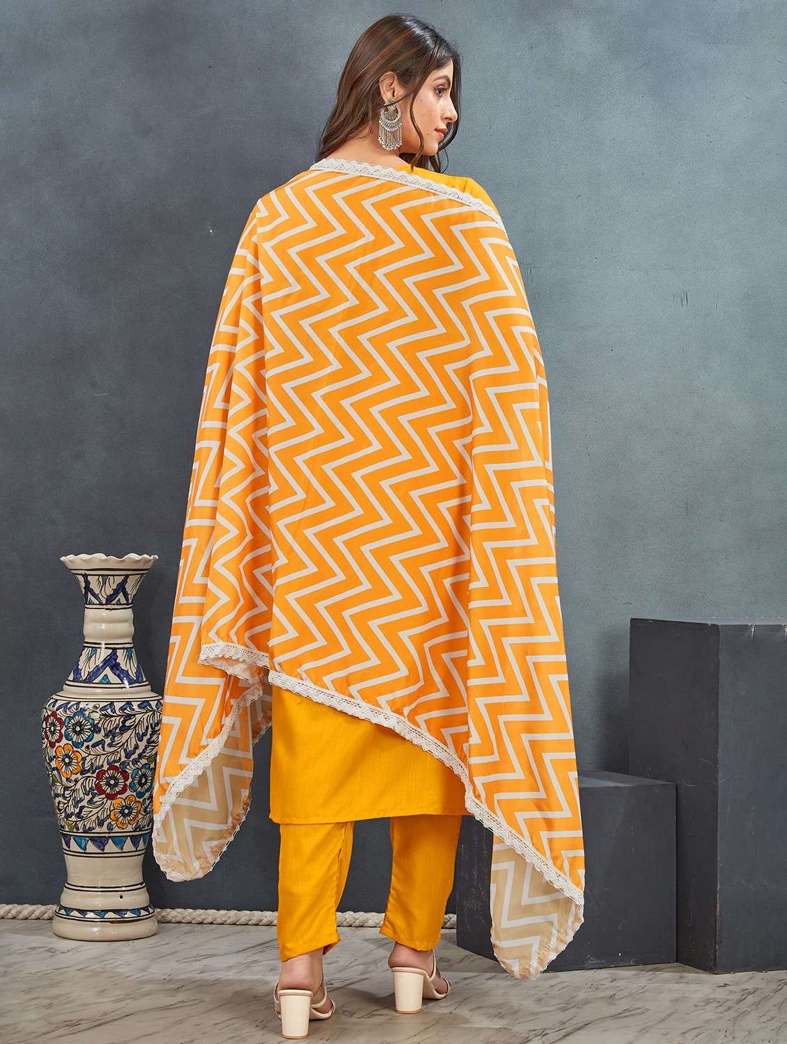 yellow art silk kurta pant set - 21984565 - Standard Image - 2