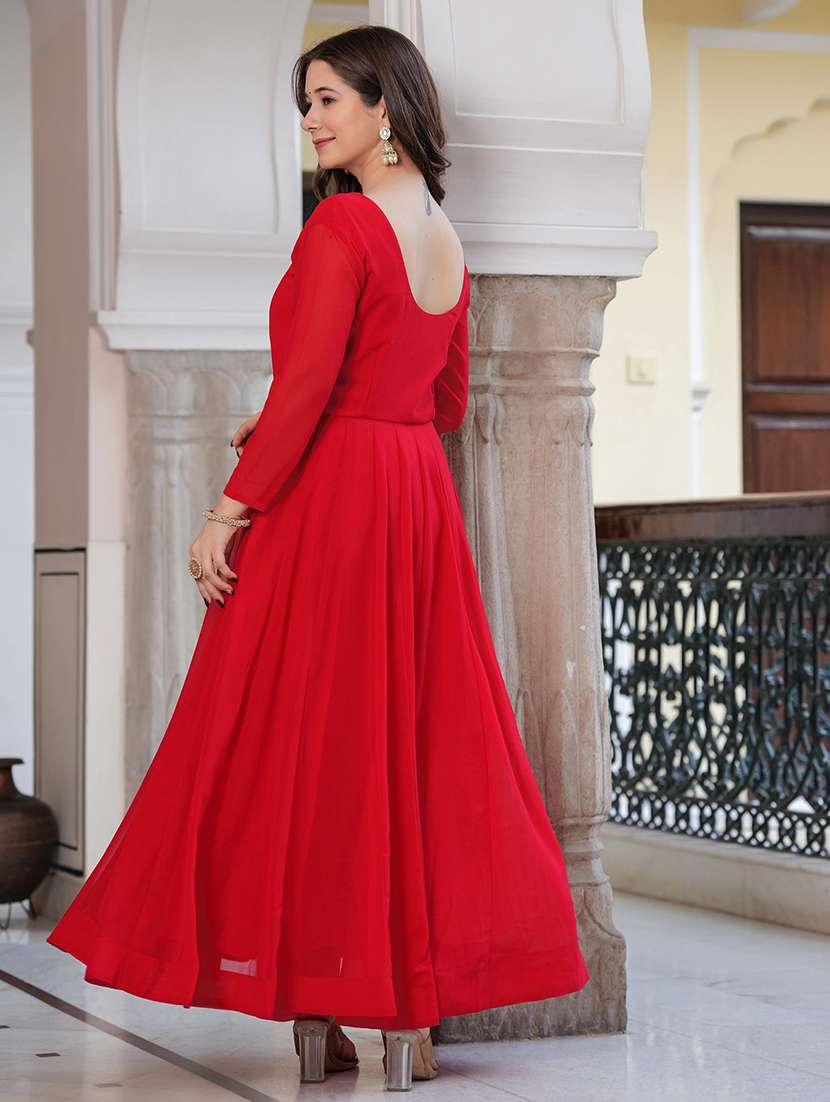 red georgette kurta pant set - 21984569 - Standard Image - 2