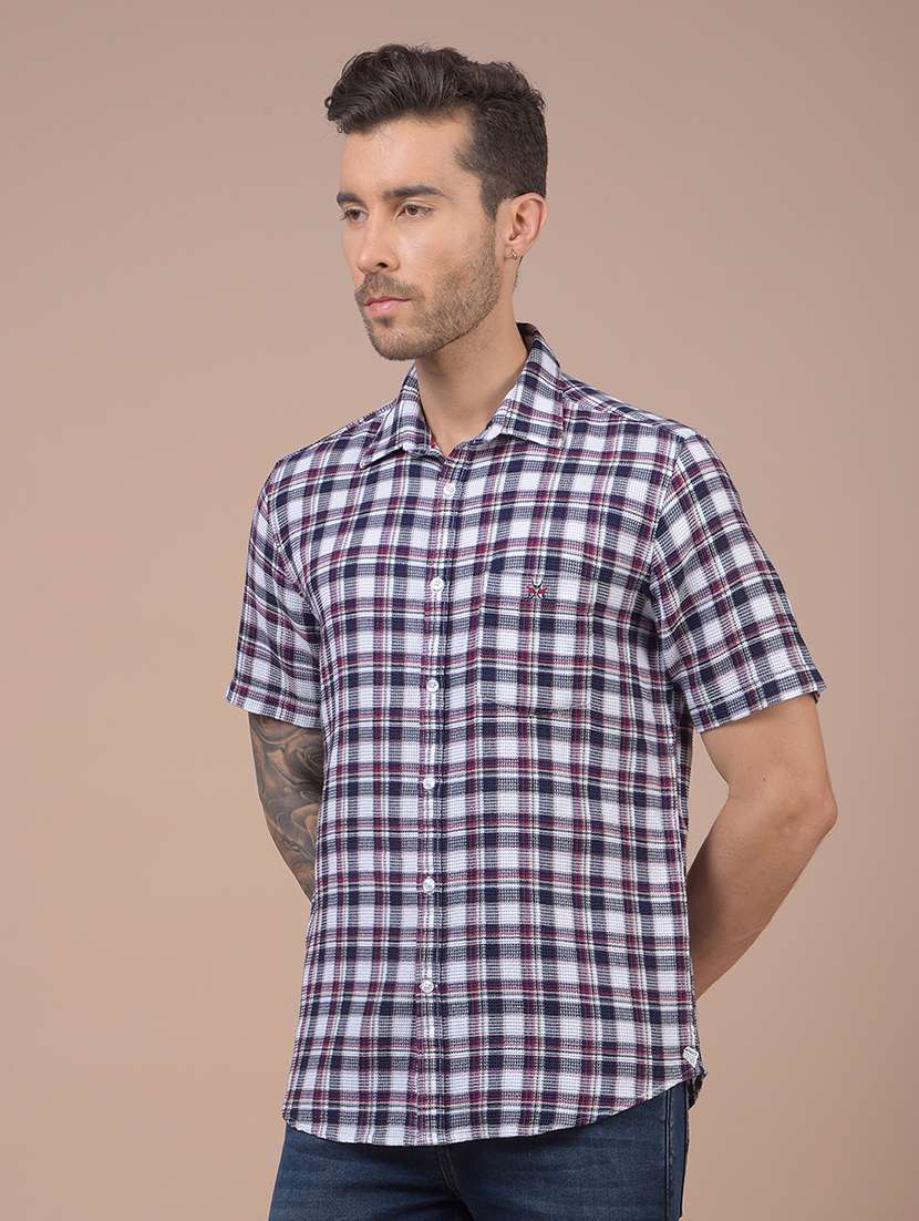 men checkered short sleeve regular fit casual shirt - 21984576 -  Standard Image - 2
