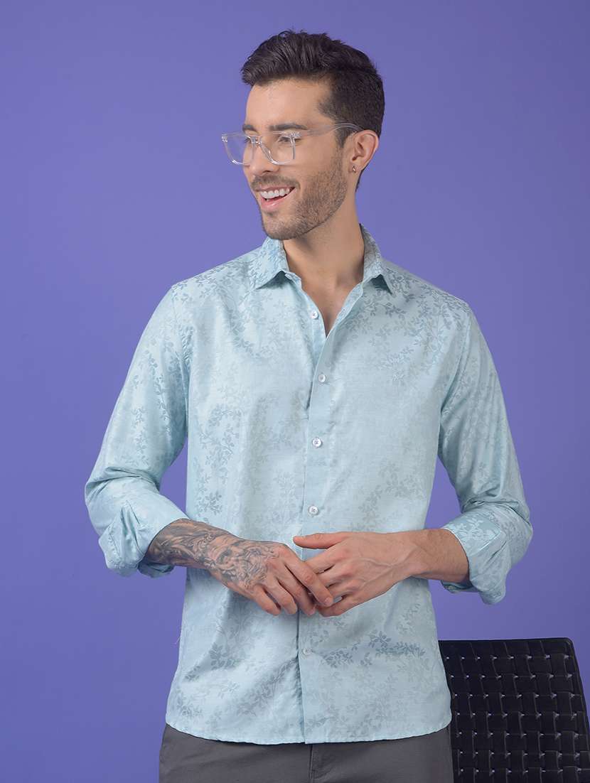 green cotton blend casual shirt