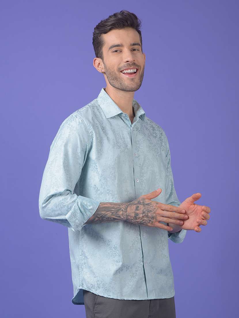 green cotton blend casual shirt - 21984619 -  Standard Image - 2