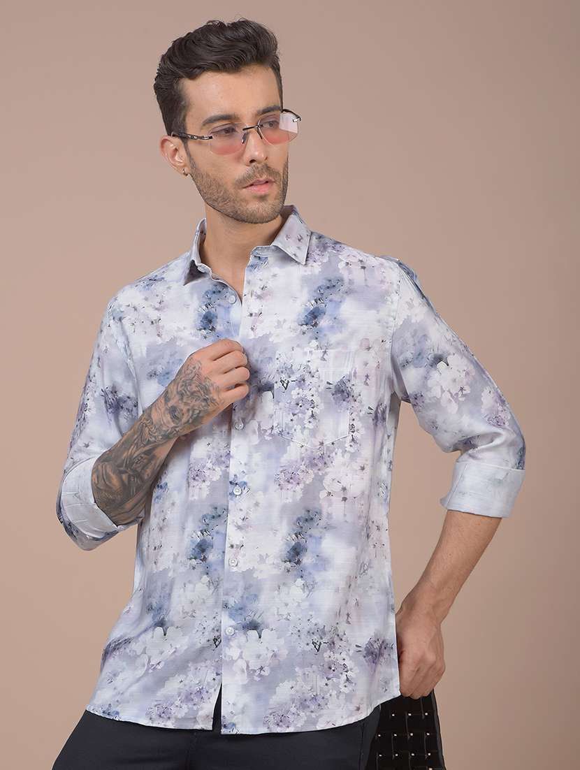 purple polyester blend casual shirt