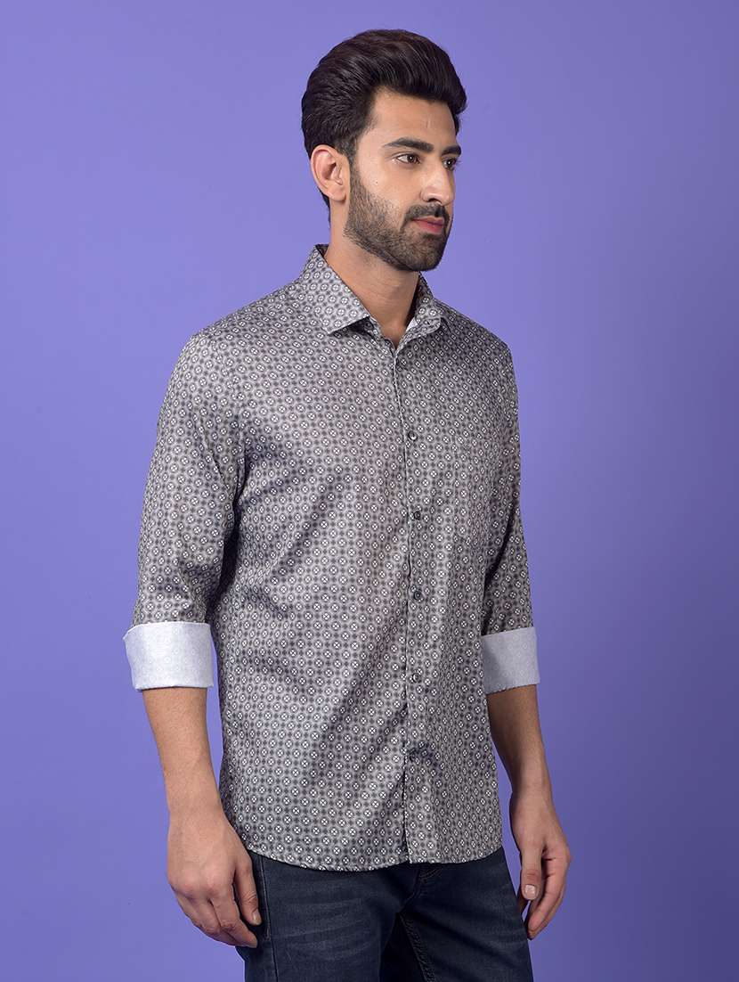 grey cotton blend casual shirt - 21984632 -  Standard Image - 2