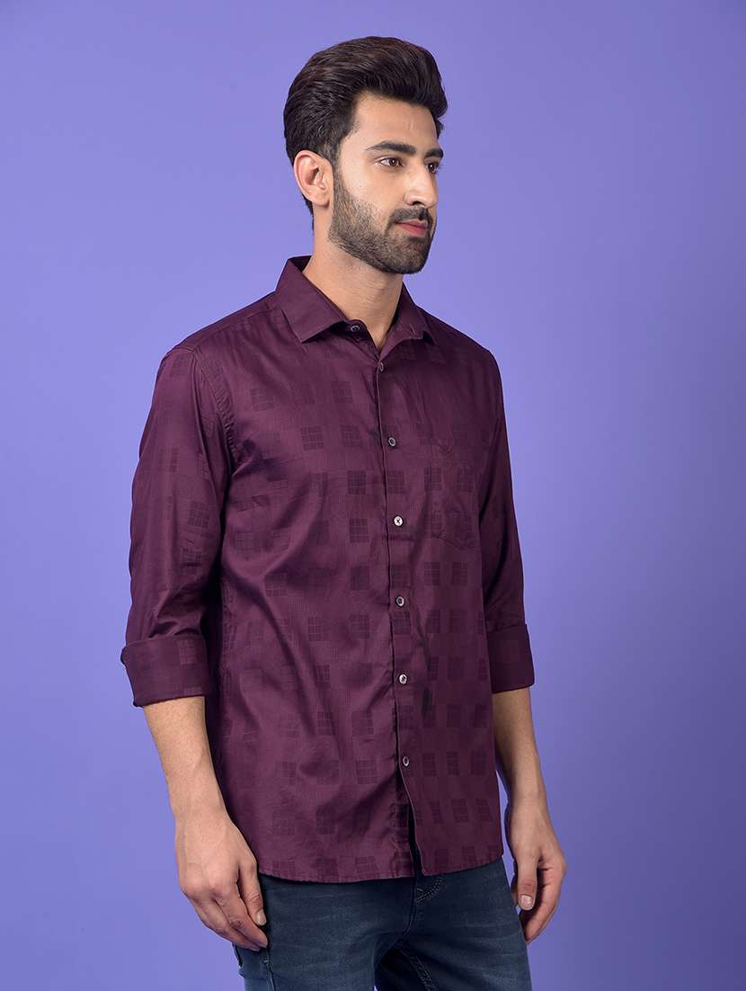 purple cotton casual shirt - 21984653 -  Standard Image - 2