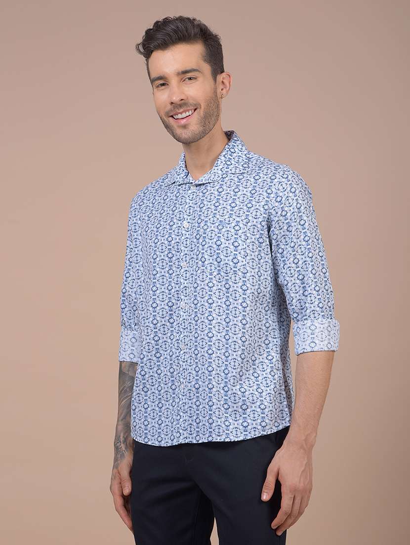 men printed long sleeve slim fit casual shirt - 21984680 -  Standard Image - 2